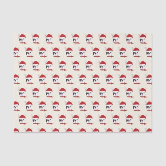 Schattigee Franse Bulldog met een kerstmuts - Kers Tissuepapier (Voorkant)