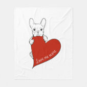 Schattigee Franse Bulldog met een rood hart Fleece Deken (Voorkant)
