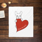 Schattigee Franse Bulldog met een rood hart Fleece Deken