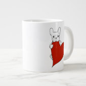 Schattigee Franse Bulldog met een rood hart Grote Koffiekop (Voorkant rechts)