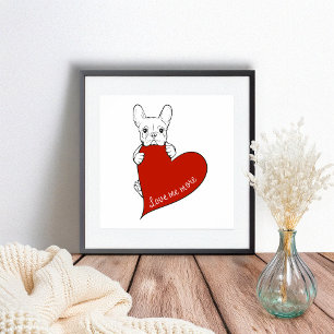 Schattigee Franse Bulldog met een rood hart Poster