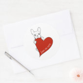 Schattigee Franse Bulldog met een rood hart Ronde Sticker (Envelop)
