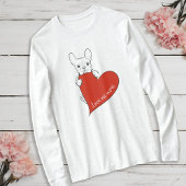 Schattigee Franse Bulldog met een rood hart T-shirt