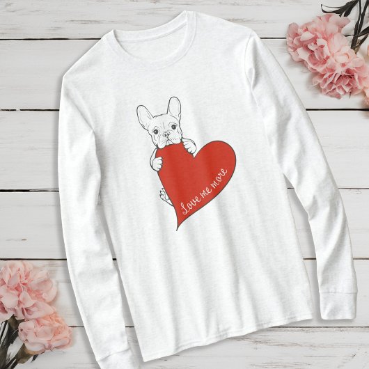 Schattigee Franse Bulldog met een rood hart T-shirt