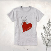 Schattigee Franse Bulldog met een rood hart T-shirt