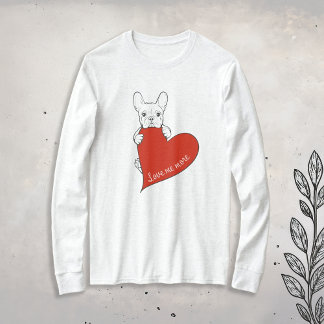 Schattigee Franse Bulldog met een rood hart T-shirt