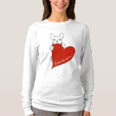 Schattigee Franse Bulldog met een rood hart T-shirt (Voorkant)