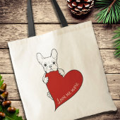 Schattigee Franse Bulldog met een rood hart Tote Bag