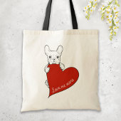 Schattigee Franse Bulldog met een rood hart Tote Bag