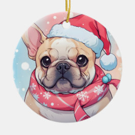 Schattigee Franse Bulldog met pet en sjaal Keramisch Ornament