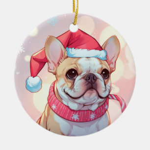Schattigee Franse Bulldog met pet en sjaal Keramisch Ornament