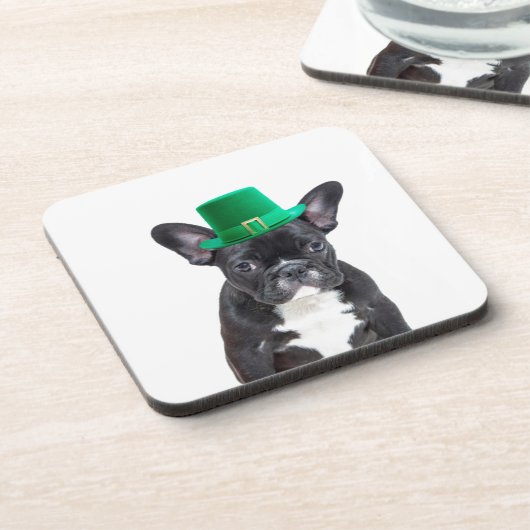 Schattigee Franse Bulldog met Pet St. Patrick's Da Bier Onderzetter (Linkerzijde)