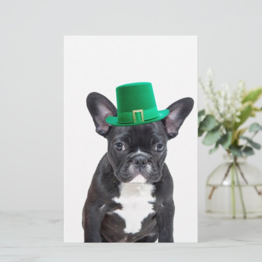 Schattigee Franse Bulldog met Pet St. Patrick's Da Briefpapier (Staand voorkant)