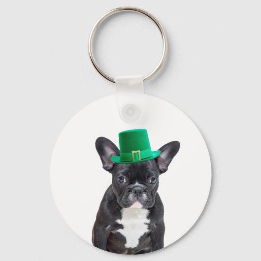 Schattigee Franse Bulldog met Pet St. Patrick's Da Sleutelhanger (Voorkant)