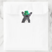 Schattigee Franse Bulldog met Pet St. Patrick's Da Vierkante Sticker (Tas)