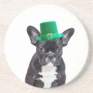 Schattigee Franse Bulldog met Pet St. Patrick's Da Zandsteen Onderzetter