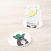 Schattigee Franse Bulldog met Pet St. Patrick's Da Zandsteen Onderzetter (Zijkant)