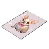 Schattigee Franse Bulldog met roze strikje Notitieboek (Linkerzijde)