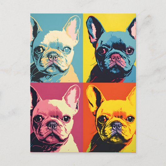 Schattigee Franse Bulldog Modern Pop Art Briefkaart (Voorkant)