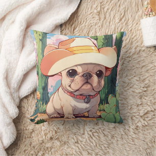 Schattigee Franse Bulldog pastel cowboy Kussen