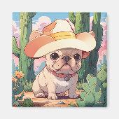 Schattigee Franse Bulldog pastel cowboy Magneet (Voorkant)