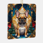 Schattigee Franse Bulldog Pastel Glas in lood Kers Keramisch Ornament (Rechts)