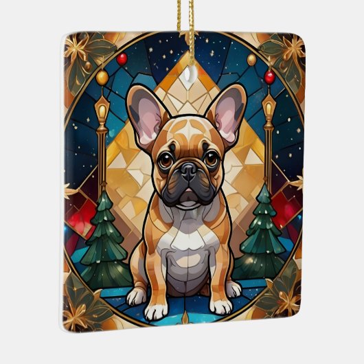 Schattigee Franse Bulldog Pastel Glas in lood Kers Keramisch Ornament (Rechts)