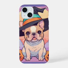 Schattigee Franse Bulldog pastel heks pet Hallowee iPhone 15 Case