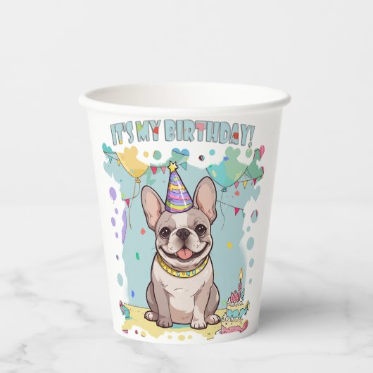 Schattigee Franse Bulldog Pastel Het is mijn verja Papieren Bekers (Voorkant)