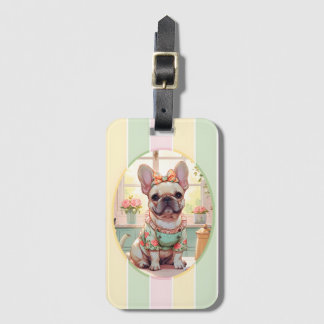 Schattigee Franse Bulldog Pastel Lines Cottagecore Bagagelabel
