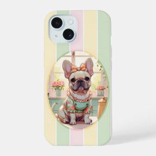Schattigee Franse Bulldog Pastel Lines Cottagecore iPhone 15 Case