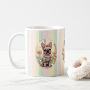Schattigee Franse Bulldog Pastel Lines Cottagecore Koffiemok