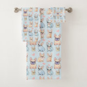 Schattigee Franse Bulldog Pastel Pattern Bad Handdoek (Insitu)