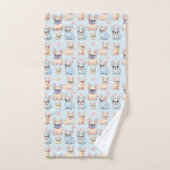 Schattigee Franse Bulldog Pastel Pattern Bad Handdoek (Handdoek)
