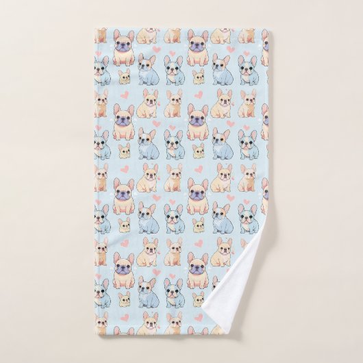 Schattigee Franse Bulldog Pastel Pattern Bad Handdoek (Handdoek)