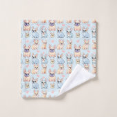 Schattigee Franse Bulldog Pastel Pattern Bad Handdoek (Wasdoekje)