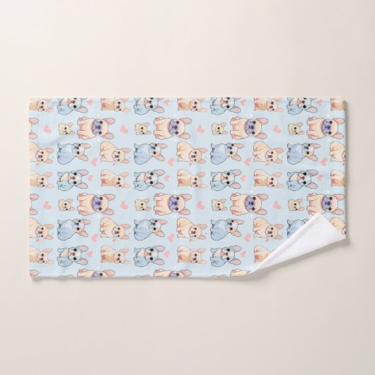 Schattigee Franse Bulldog Pastel Pattern Bad Handdoek (Handdoek)