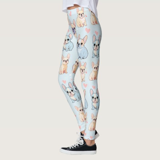 Schattigee Franse Bulldog Pastel Pattern Leggings (Links)