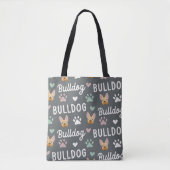 Schattigee Franse Bulldog Paw Print Design Tote Bag (Voorkant)