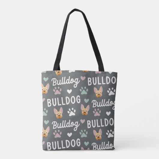 Schattigee Franse Bulldog Paw Print Design Tote Bag (Achterkant)