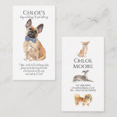 Schattigee Franse Bulldog Pet Sitter Dog Walker Visitekaartje (Voorkant / Achterkant)