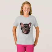 Schattigee Franse Bulldog profiel T-shirt (Voorkant volledig)