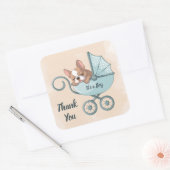 Schattigee Franse Bulldog Pup Blue Stroller Baby s Vierkante Sticker (Envelop)