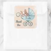 Schattigee Franse Bulldog Pup Blue Stroller Baby s Vierkante Sticker (Tas)