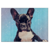 Schattigee Franse Bulldog puppy Blauw Snijplank (Voorkant)