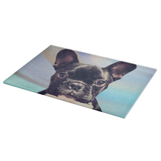 Schattigee Franse Bulldog puppy Blauw Snijplank (Hoek)