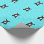 Schattigee Franse Bulldog Puppy Blauwe Polka Dots Cadeaupapier (Hoek)