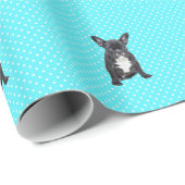 Schattigee Franse Bulldog Puppy Blauwe Polka Dots Cadeaupapier (Rol Hoek)