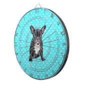 Schattigee Franse Bulldog Puppy Blauwe Polka Dots Dartbord (Voorkant Rechts)