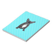 Schattigee Franse Bulldog Puppy Blauwe Polka Dots Notitieblok (Linkerzijde)